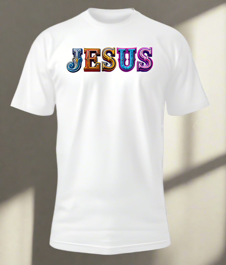 Jesus colorful name t shirt